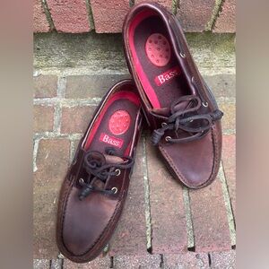 Bass Mens Size 8.5 W Harry II  Leather Tie Up Boat Shoes